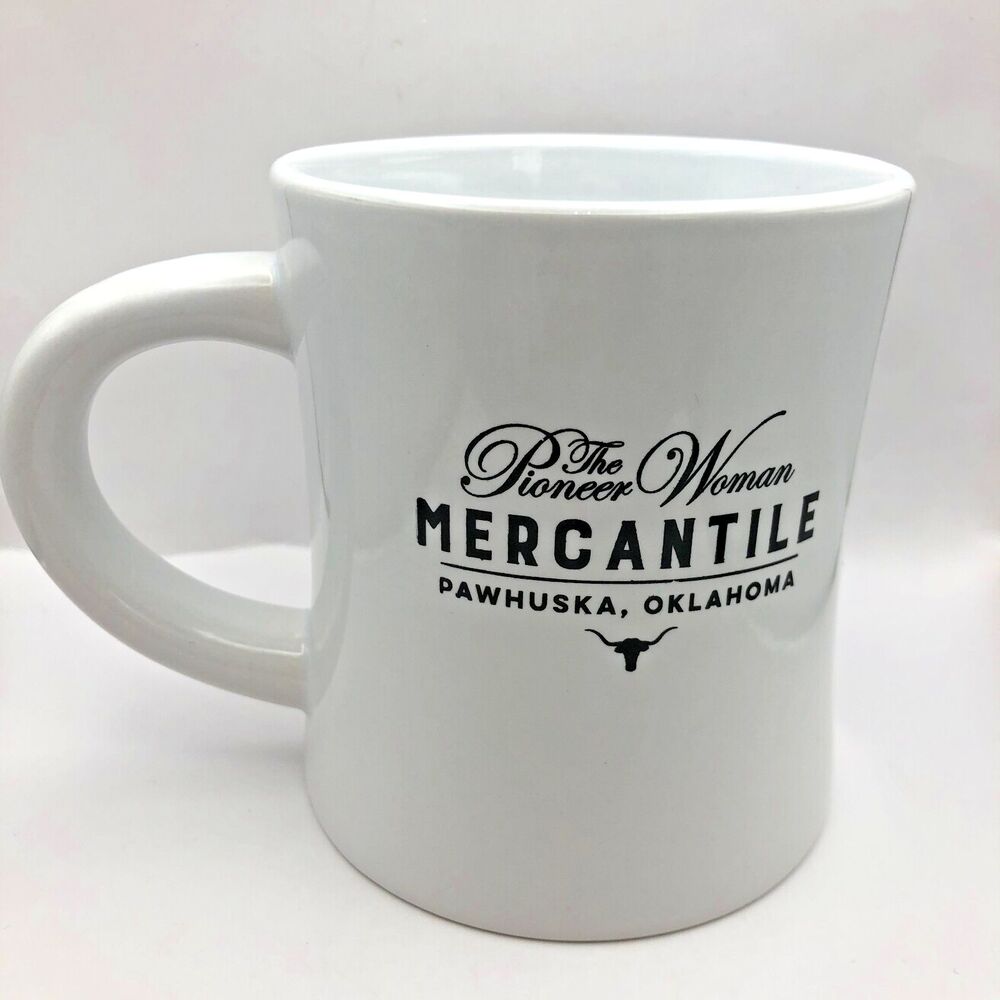 The Pioneer Woman Mercantile Coffee Mug White Black Diner Restaurant Oklahoma